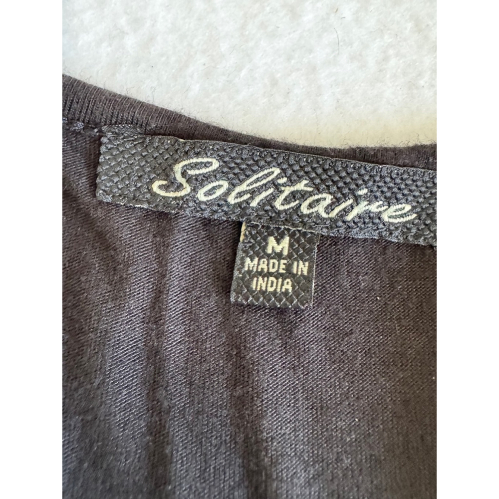 Women's Solitaire embroidered Maxi Dress Size M Black Sleeveless racerback - Picture 5 of 8